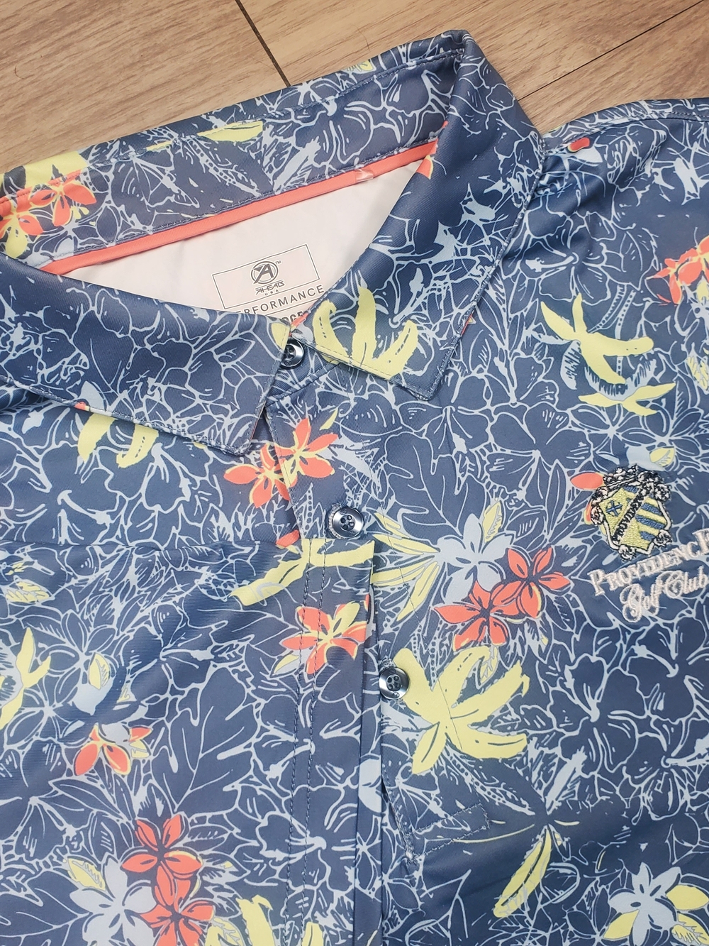 Ahead Performance Providence Golf Club Floral Tropical Polo Shirt Men's Large